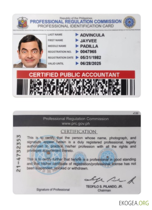 Carte d'identité professionnelle des Philippines